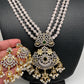 AD Dual Tone Victorian Pendent Grey Beads Necklace