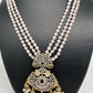 AD Dual Tone Victorian Pendent Grey Beads Necklace