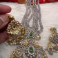 AD Dual Tone Victorian Pendent Grey Beads Necklace