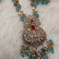 AD Aqua Blue Beads Nakshi Tar Mala Necklace