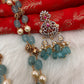 AD Aqua Blue Beads Nakshi Tar Mala Necklace