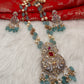 AD Aqua Blue Beads Nakshi Tar Mala Necklace