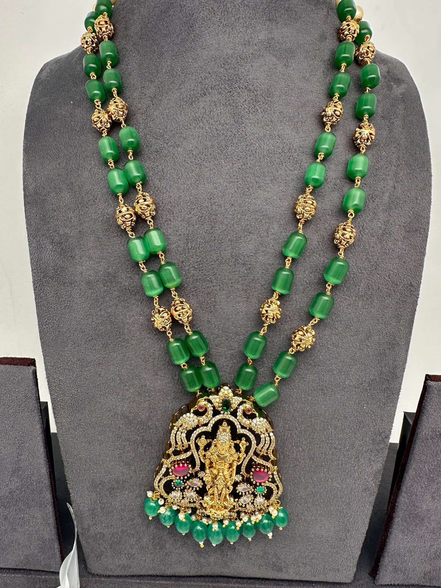AD Victorian Goddess Lakshmi Green Tar Mala  Necklace