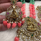 Goddess Lakshmi Victorian Pendent Pink Tulip Beads Pearls Necklace