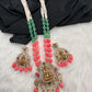 Goddess Lakshmi Victorian Pendent Pink Tulip Beads Pearls Necklace