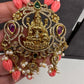 Goddess Lakshmi Victorian Pendent Pink Tulip Beads Pearls Necklace