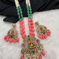 Goddess Lakshmi Victorian Pendent Pink Tulip Beads Pearls Necklace