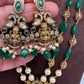 Moissanite Victorian Goddess Lakshmi Tar mala Beads Neckalce - Green