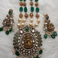 Moissanite Victorian Goddess Lakshmi Tar mala Beads Neckalce - Green