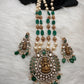 Moissanite Victorian Goddess Lakshmi Tar mala Beads Neckalce - Green