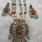 Moissanite Victorian Goddess Lakshmi Tar mala Beads Neckalce - LightGreen