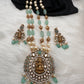 Moissanite Victorian Goddess Lakshmi Tar mala Beads Neckalce - LightGreen