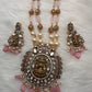 Moissanite Victorian Goddess Lakshmi Tar mala Beads Neckalce - Pink