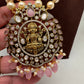 Moissanite Victorian Goddess Lakshmi Tar mala Beads Neckalce - Pink