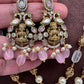 Moissanite Victorian Goddess Lakshmi Tar mala Beads Neckalce - Pink