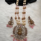 Moissanite Victorian Goddess Lakshmi Tar mala Beads Neckalce - Pink