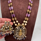 Moissanite Victorian Goddess Lakshmi Tar mala Beads Neckalce - Purple