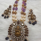 Moissanite Victorian Goddess Lakshmi Tar mala Beads Neckalce - Purple