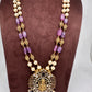 Moissanite Victorian Goddess Lakshmi Tar mala Beads Neckalce - Purple