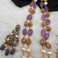Moissanite Victorian Goddess Lakshmi Tar mala Beads Neckalce - Purple