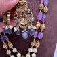 Moissanite Victorian Goddess Lakshmi Tar mala Beads Neckalce - Purple