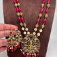 Moissanite Victorian Goddess Lakshmi Tar mala Beads Neckalce - Red