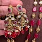 Moissanite Victorian Goddess Lakshmi Tar mala Beads Neckalce - Red