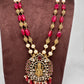 Moissanite Victorian Goddess Lakshmi Tar mala Beads Neckalce - Red