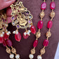 Moissanite Victorian Goddess Lakshmi Tar mala Beads Neckalce - Red