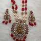Moissanite Victorian Goddess Lakshmi Tar mala Beads Neckalce - Red