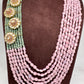 Pastel Pink and Green Long Multi Layer Necklace