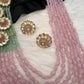 Pastel Pink and Green Long Multi Layer Necklace