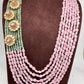 Pastel Pink and Green Long Multi Layer Necklace