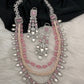 Pink Beads Kundan and AD Necklace