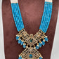 Moissanite Victorian Mehendi Polish Beads Neckalce - Blue