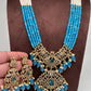 Moissanite Victorian Mehendi Polish Beads Neckalce - Blue