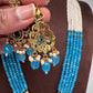 Moissanite Victorian Mehendi Polish Beads Neckalce - Blue