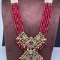 Moissanite Victorian Mehendi Polish Beads Neckalce - Red