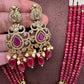 Moissanite Victorian Mehendi Polish Beads Neckalce - Red