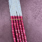 Moissanite Victorian Mehendi Polish Beads Neckalce - Red