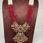 Moissanite Victorian Mehendi Polish Beads Neckalce - Red