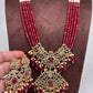 Moissanite Victorian Mehendi Polish Beads Neckalce - Red