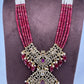 Moissanite Victorian Mehendi Polish Beads Neckalce - Red