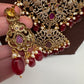 Moissanite Victorian Mehendi Polish Beads Neckalce - Red