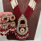 Red Beads Kundan and AD Rani Haar Necklace