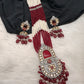 Red Beads Kundan and AD Rani Haar Necklace