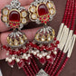 Red Beads Kundan and AD Rani Haar Necklace