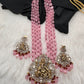 Ganesha Geru Finish Monalisa Beads Necklace - Pink