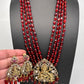 Ganesha Geru Finish Monalisa Beads Necklace - Red