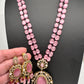 Victoraian Mehendi Finish Monalisa Beads Necklace - Pink